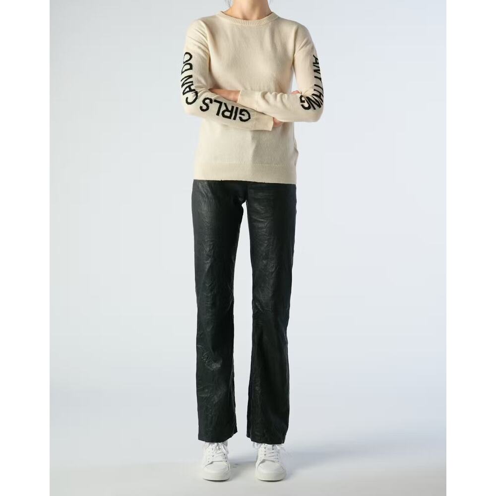 Zadig & Voltaire Gaby Girls Can Do Anythi Cashmere/wool Cream Sweater Small NWT - Picture 2 of 7